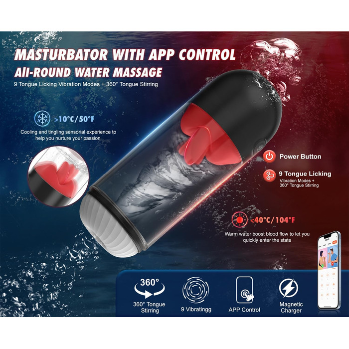 Електричний секс-іграшка JFRong з 9 режимами вібрації та функцією соски, 360° обертання, реалістична вагіна для чоловіків