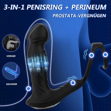 Анальні вібратори 3-в-1 для чоловіків: вібратор, плагін, керування через додаток. 9 режимів, сексуальні іграшки для чоловіків