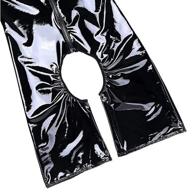 Чоловічий боді з лакованої шкіри, сексуальний, на блискавці, мокрий ефект, для вечірок, фетиш, бондтаж, чорний (XL)