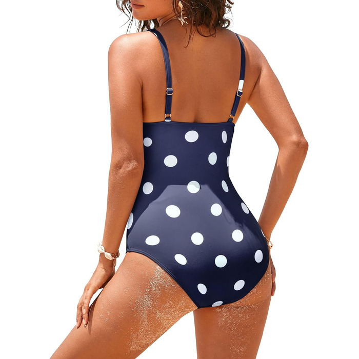 Купальник жіночий Badeanzug, суцільний з V-подібним вирізом, push-up, з рюшами, для корекції фігури, великі розміри (46, PP)