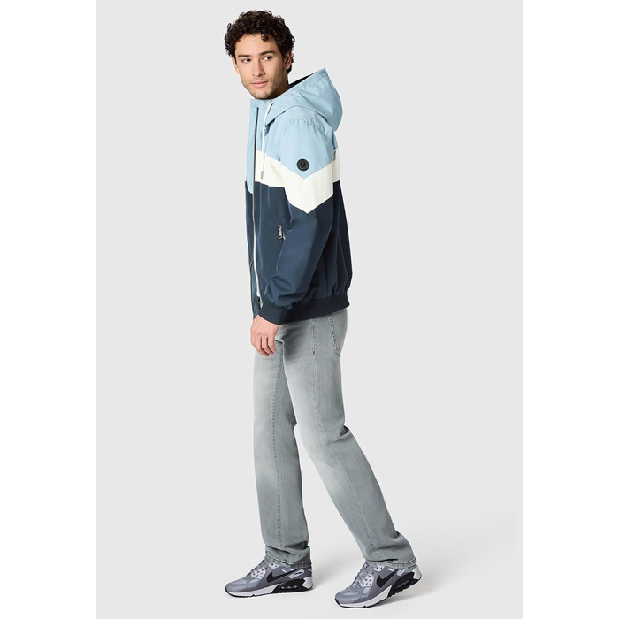 Чоловіча легка демісезонна куртка Ragwear Stewie Block: водонепроникна та дихаюча з капюшоном, Dusty Blue, розмір S-4 (M)