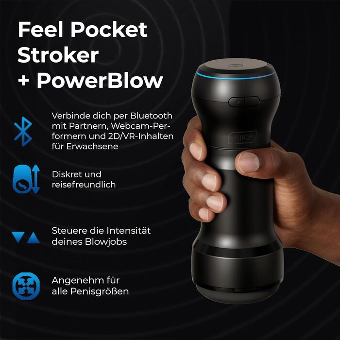 Масажер для чоловіків KIIROO PocketBlow з AI-керуванням - дискретний, для інтимної стимуляції