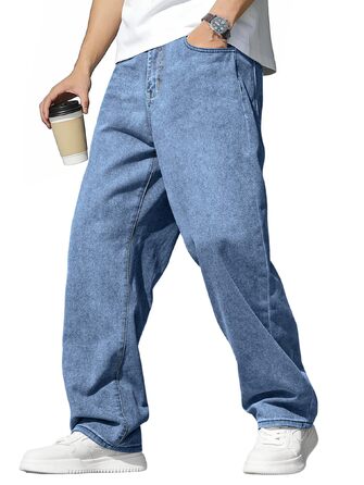 Чоловічі джинси Baggy JMIERR Y2K світло-блакитні, еластичний денім, розмір XL