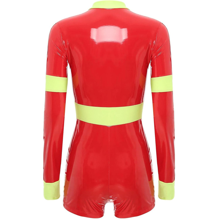 Костюм для косплею GRRKDFQ Erotiek: жіночий еротичний костюм, червоний комбінезон з довгим рукавом на блискавці (розмір L)