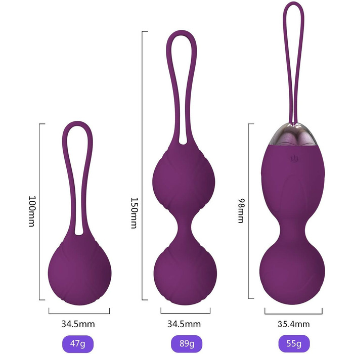 М'ячики Кегель 2-в-1 для вправ та масажу, набір Ben Wa - рекомендовані лікарями для тренування та зміцнення м'язів тазу