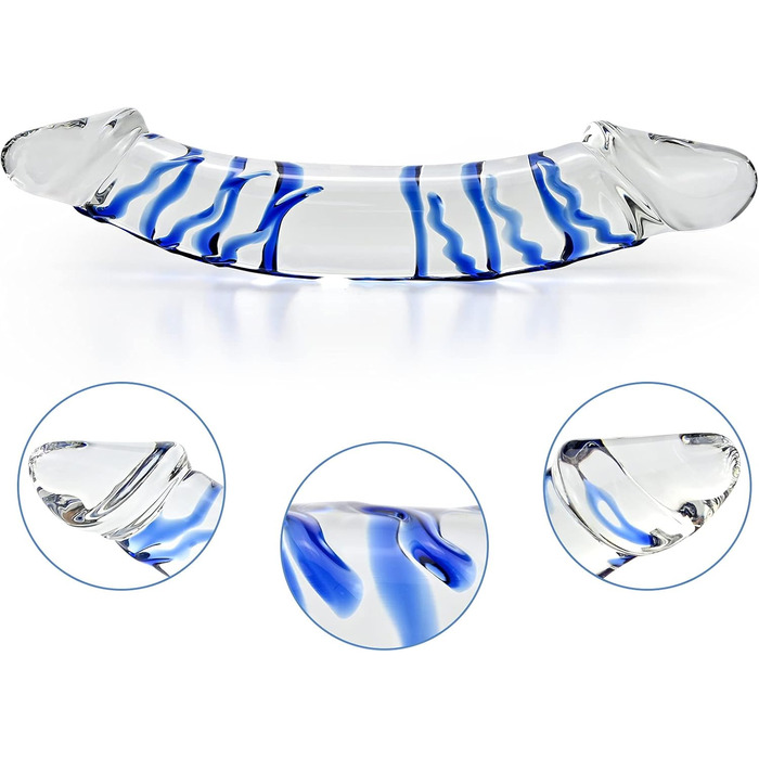 Анальний стимулятор з двома головками (G-точка, масаж простати) - синій, з ехідою