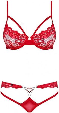 Комплект жіночої білизни Obsessive: бюстгальтер та труси, червоний, L-XL