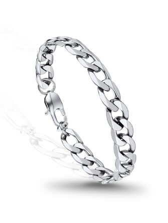 Сталевий браслет-ланцюг Panzer для чоловіків та жінок PROSTEEL, сріблястий, 21 см, ширина 9 мм