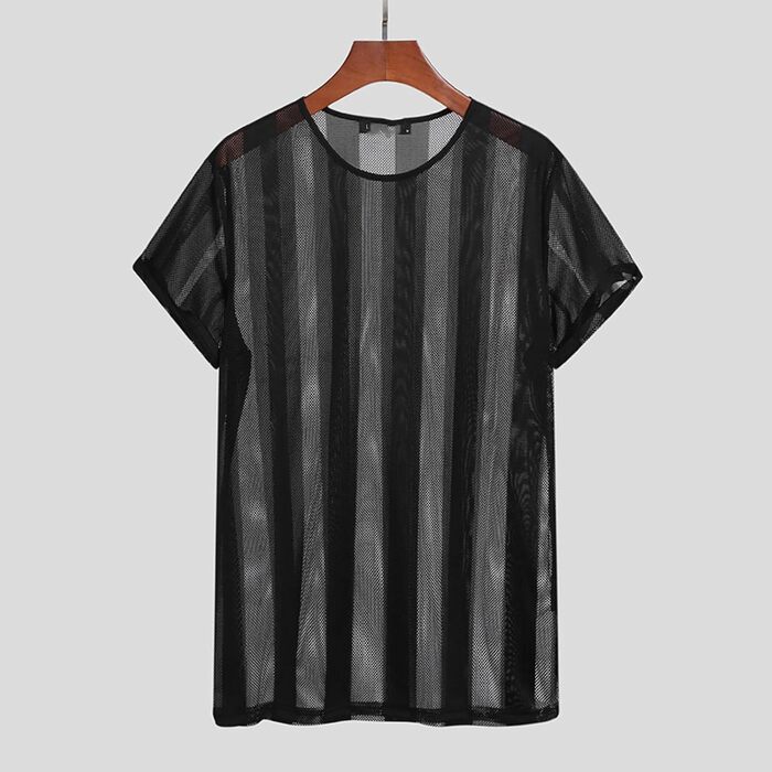 Чоловіча сорочка-футболка SUYGGCK на літо, прозора, сексуальна, для вечірок, повсякденний стиль, 3XL, чорна
