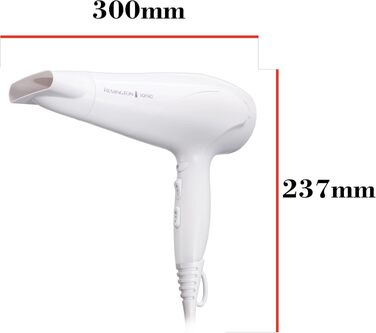 Фен для волосся Remington D3199 з іонізацією та керамічним покриттям, 2200 Вт, білий (дифузор та насадка для стайлінгу в комплекті)