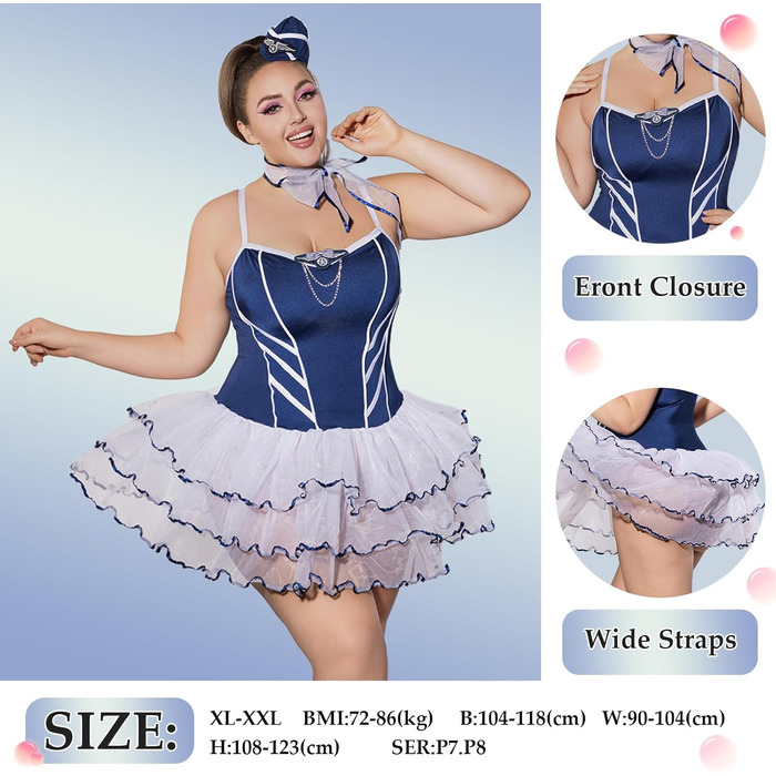 Костюм для косплею WeiDuoLuo для стюардес у великих розмірах, жіноча білизна