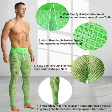 Чоловічі шорти-сетка YUFEIDA з дихаючого матеріалу, регульовані, спортивні лосини (Зелений, XL)