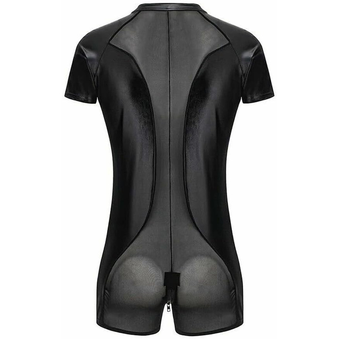 Боді чоловіче лаковане шкіряне, облягаюче, з мережею. Сексуальна білизна, комбінезон, мускульний, XXL