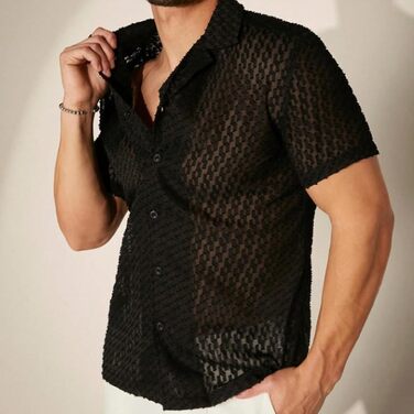 Чоловіча літня сорочка з короткими рукавами, прозора, пляжна, розмір XL