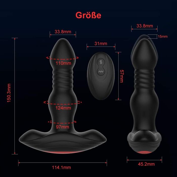 Вібратор для анусу з пульсацією та 10 режимів, пультом керування, водонепроникний, для чоловіків, жінок та пар