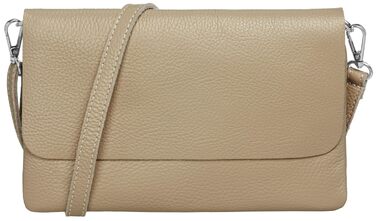 Жіноча шкіряна сумка-клатч Caspar Elegante CLASSIC LINE модель №835, сумка через плече для вечора з регульованим ременем, Made in Italy (Колір: Пісочний)