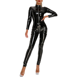 Боді з еластичної шкіри FEOYA для жінок: сексуальний образ, еластична шкіра, клубний стиль, чорний колір, розмір M