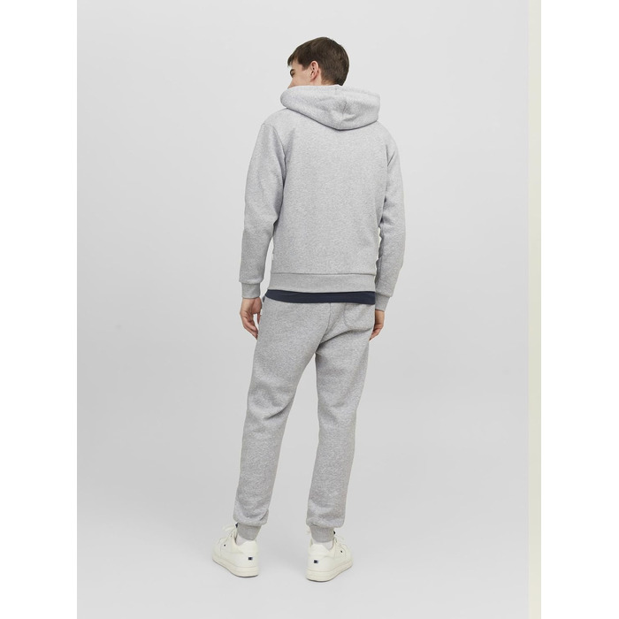 Чоловіча толстовка з капюшоном та блискавкою Jack & Jones JJEBRADLEY Sweat Zip Hood, Relaxed Fit, світло-сірий меланж