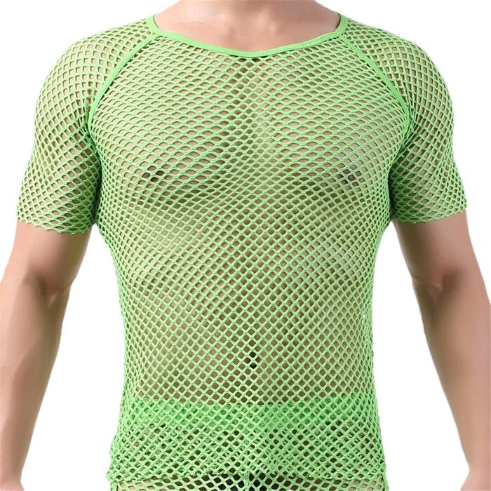 Чоловіча футболка з сітки, прозора, з короткими рукавами - стильна сорочка для чоловіків