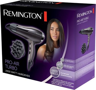 Фен для волосся Remington Pro-Air D5210 з іонним керамічним кільцем, дифузором та концентратором, 2400 Вт, чорний