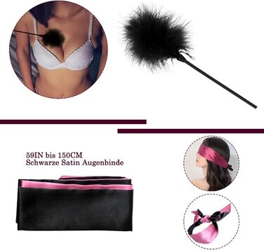 Набір BDSM 6-в-1: наручники, шлея для тіла, чокер, прічка, маска для очей. Набір для BDSM для пар (Чорний, Рожевий)