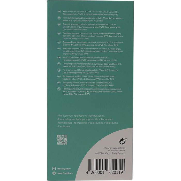 Пумповий масажер для чоловіків Frohle PP020 Professional - Професійний набір (1 шт.)