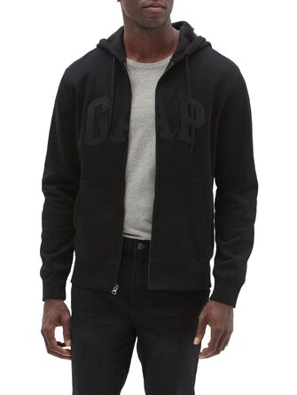 Чоловіча толстовка на блискавці Gap Heritage з логотипом, колір True Black, розмір L