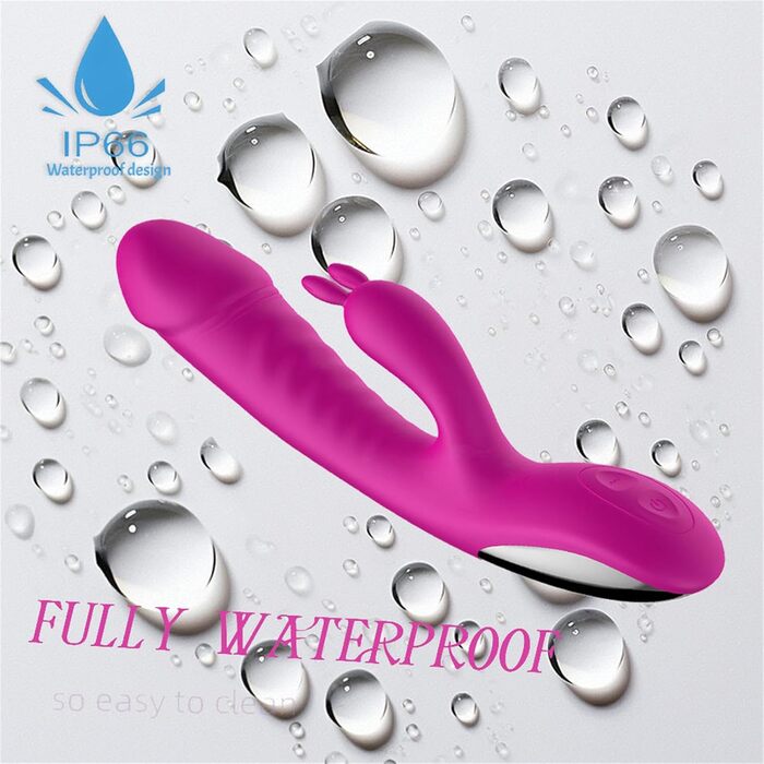 Вібратор силіконовий для G-точки з 10 режимами вібрації, нагріванням, для жінок. Кролик, Dildo, Рожевий