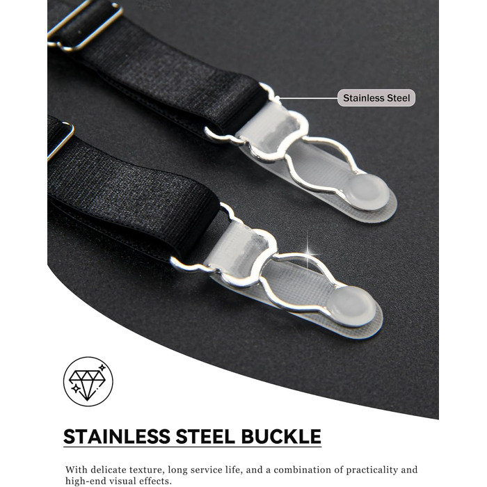 Жіночий корсетний пояс з мереживом Ohmydear з 4 кліпсами. Сучасний корсетний ремінь з високою талією, сексуальний набір спідньої білизни з панчішними галтелями. Розміри XS-4XL (1 упаковка - чорний корсетний пояс + панчішні мереживні панчохи, M-L)