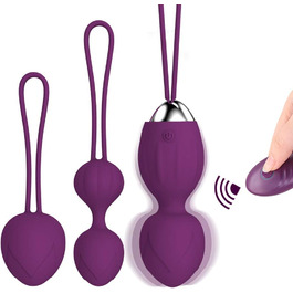 YEVIOR Набір 3 інтимні м'ячики для тренування таза, вібратор-кулька з пультом керування для стимуляції G-точки та клітора, 10 програм вібрації, водонепроникний та перезаряджуваний, фіолетовий