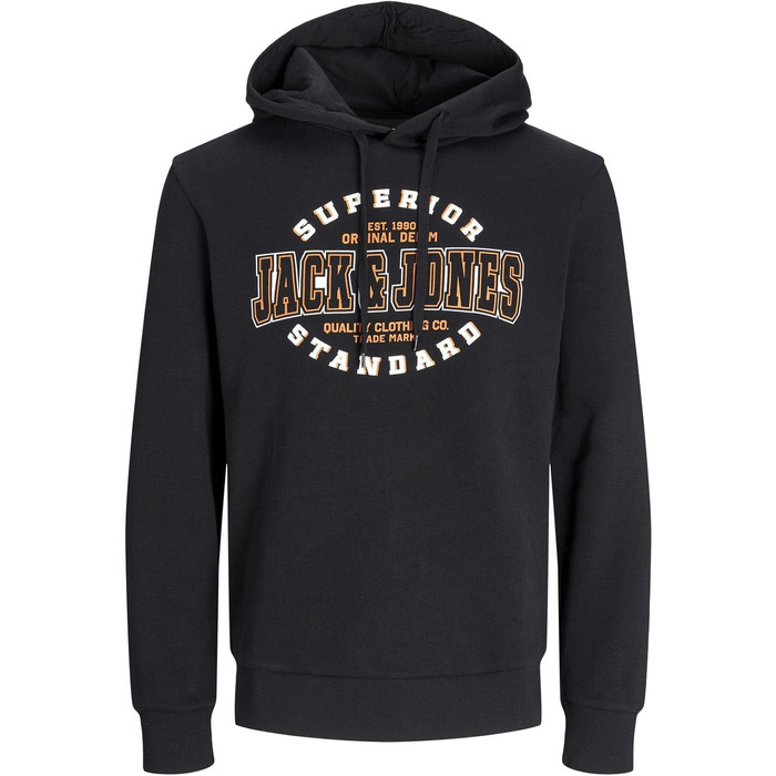 Чоловіча велика худі Jack & Jones Plus Size з логотипом, чорна