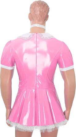 Костюм покоївки FEESHOW для чоловіків з лакового ефекту, костюм покоївки для карнавалу, Хелловіну, косплей (4XL, Рожевий)