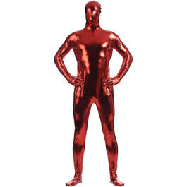 Чоловічий латексний комбінезон з блискавкою, костюм кота, червоний, XL. Ідеально для клубу, Хелловіну, сцени.