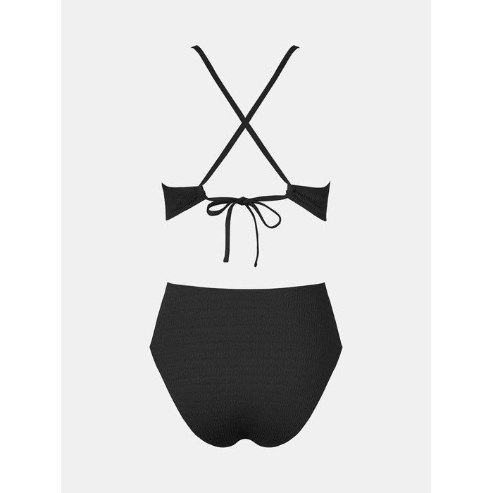 Чоловічий купальник CUPSHE з глибоким V-подібним вирізом, на зав'язках, з текстурою, одноцільний, чорний