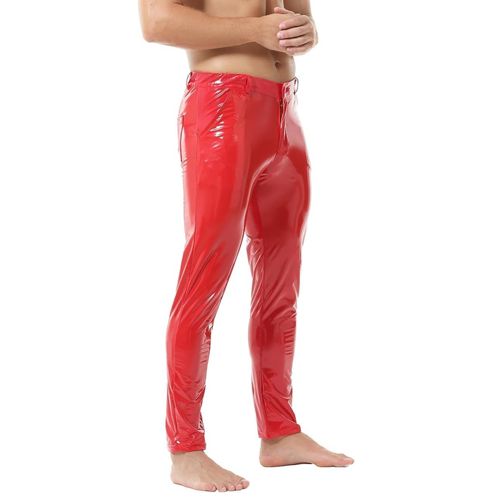 Чоловічі штани QiaTi: стильні, зручні, з еластичною тканини, прямі штанини, для мотоциклів та клубів (червоний, M)