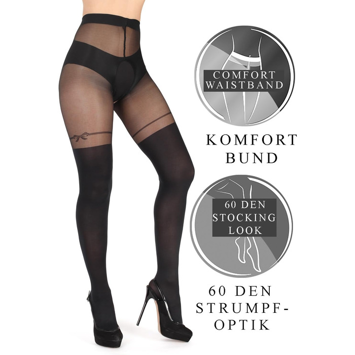 Чулки BANANALU 20 Den Overknee з відкритим кроком, XL, Чорний (3 шт.)