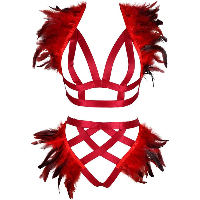 Жіночий корсет з пір'ям BBOHSS: набір накладки на плечі, крила, готичний стиль, Burning Man, спідня білизна, мереживні стрічки, аксесуари. Білий (універсальний розмір, винний)