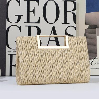 Жіночий соломий clutch-клатч EVEOUT: плетена літня сумка через плече для вечірок, весіль та відпустки (натуральний колір)