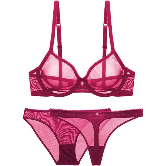 Сексуальний жіночий комплект спідньої білизни DKLOVIFU з мереживом та сіткою (Червоний)