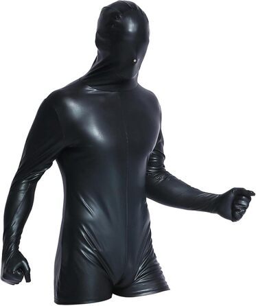 Чоловічий боді з штучної шкіри на блискавці, чорний, XXL - сексуальний костюм для клубів та вечірок