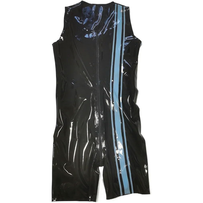 Чоловічий боді з латексу Gaylop, чорно-жовтий, розмір XXL - боді з блискавкою, без рукавів, комбінезон для дорослих