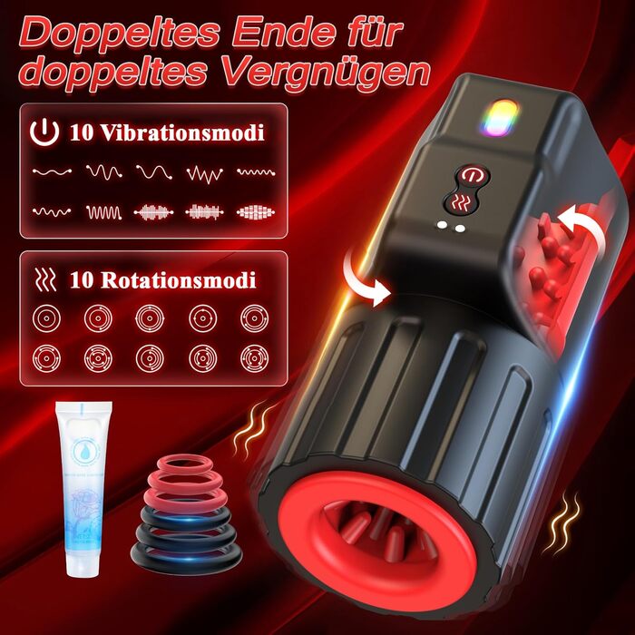 Електричний мастурбатор для чоловіків - сексуальна іграшка з 10 вібраціями та ротацією, для соло та парного сексу, мастурбатор для пеніса, blowjob