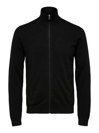 Чоловічий в'язаний кардиган на блискавці SELECTED HOMME, чорний, розмір XXL