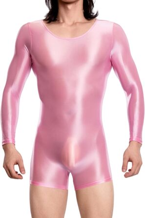 Чоловічий боді з довгим рукавом AIEOE (Рожевий, M) – блискучий, з довгим рукавом
