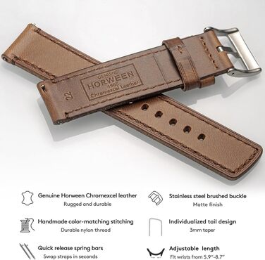 Шкіряний вінтажний ремінець для годинника Horween зі швидким This-затискачем, натуральна шкіра, 24 мм