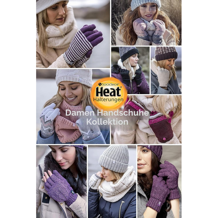 Жіночі зимові терморукавички без пальців Heat Holders Choc Circles, теплі зігріваючі рукавички (2.3 tog)