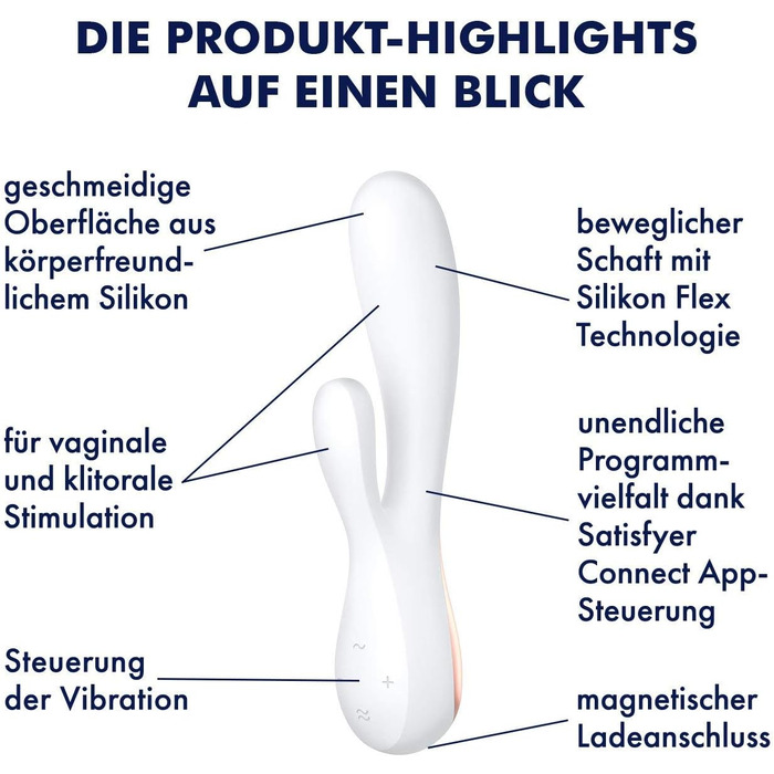 Vibrator Satisfyer Mono Flex Connect App G-Punkt | Силіконовий вібратор з керуванням через додаток | Стимулятор G-точки та клітора | Для жінок | Швидка зарядка