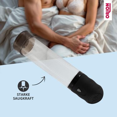 Насос для збільшення статевого члена Orion - інтенсивний вакуумний насос для чоловіків, 4 режими, для тренування потенції, USB, прозорий/чорний