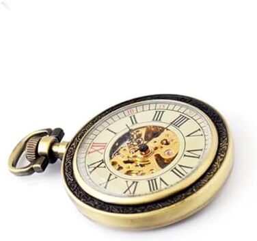 Чоловічий кишеньковий механічний годинник BOSHIYA Vintage Steampunk: скелетон, підзавод, світозарядні стрілки, бронзовий колір, модель B-2