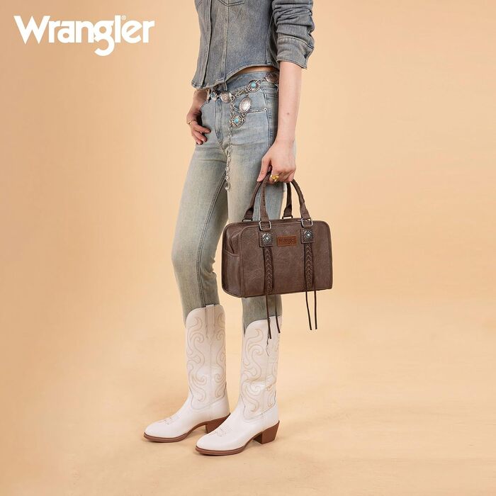 Жіноча сумка-портмоне Wrangler у стилі вестерн, вінтажна сумка з ручкою, колір кава